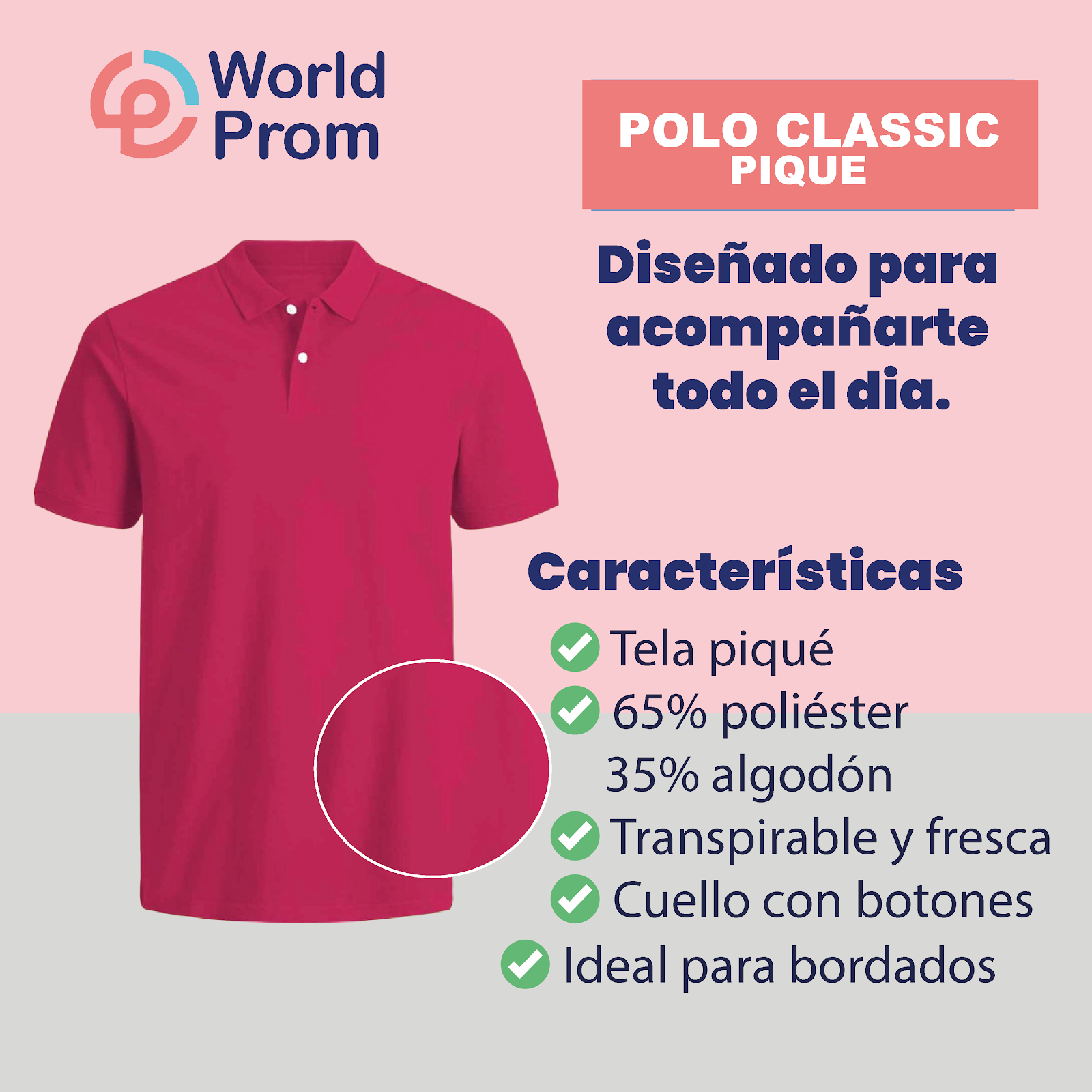 Camiseta Polo Pique / Magenta - Image 4