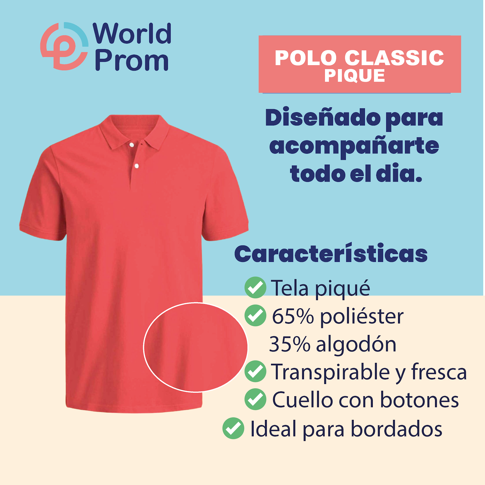 Camiseta Polo Pique / Salmón - Image 4