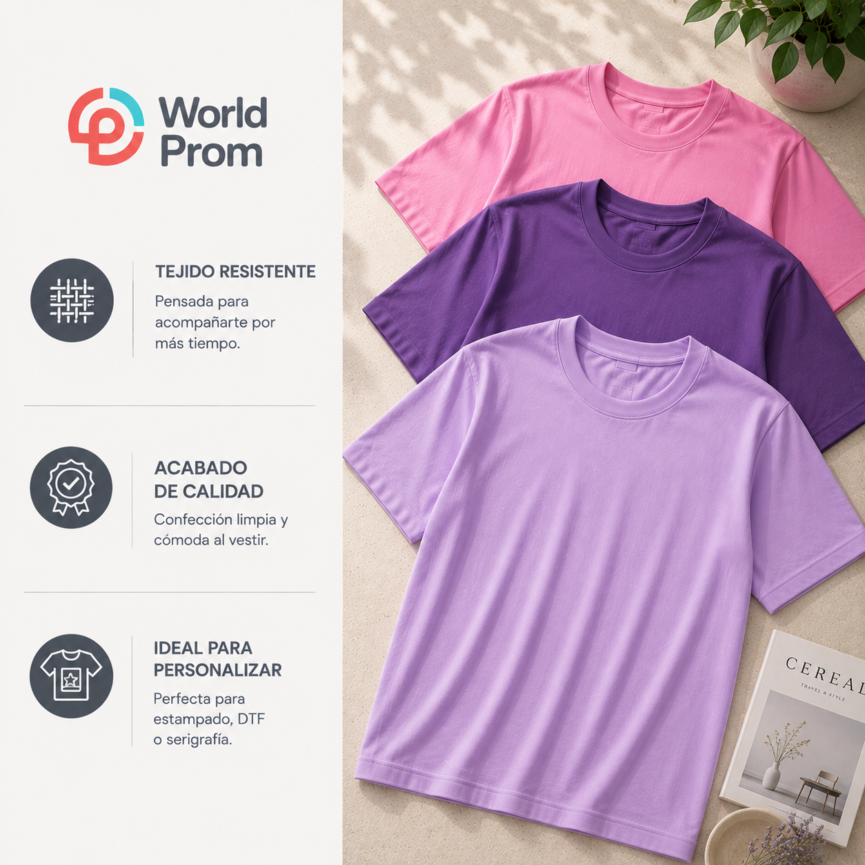 Camiseta Casual Polialgodón / Magenta - Morado - Lila - Image 2