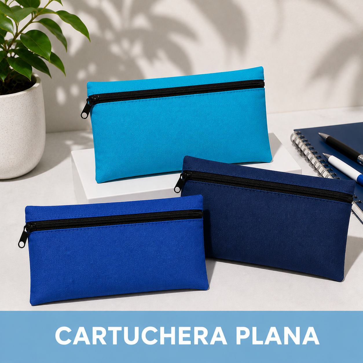 Cartuchera plana / Cyan - Azul oscuro - Azul royal
