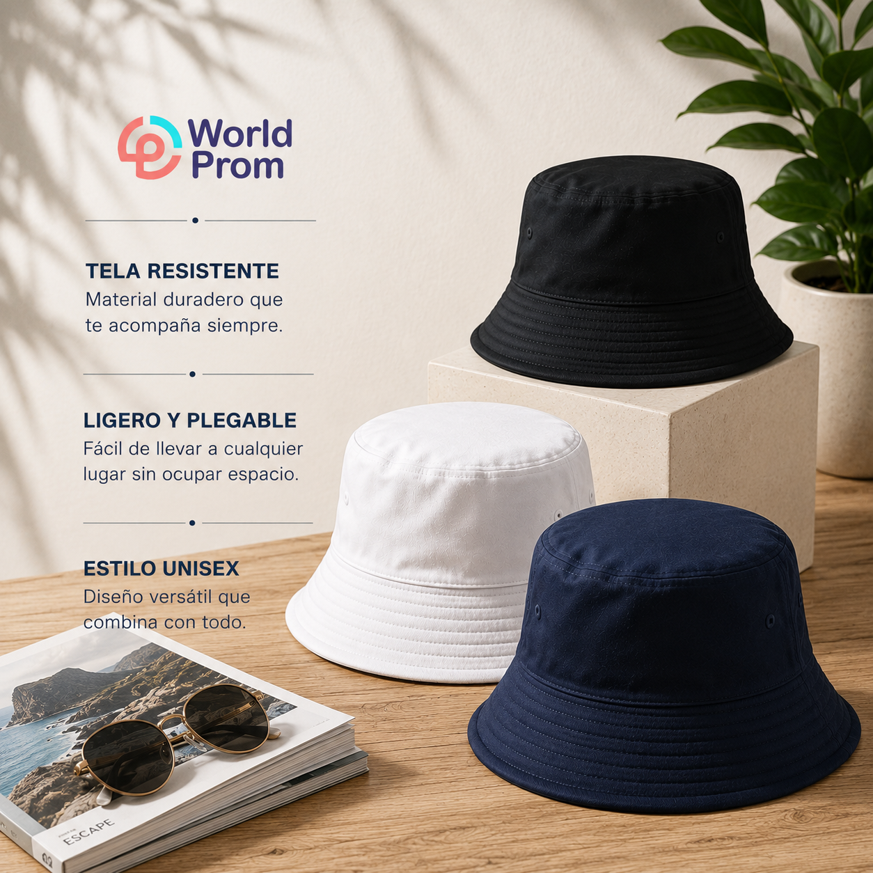 Bucket Hat / Negro - Blanco - Azul Oscuro - Image 4