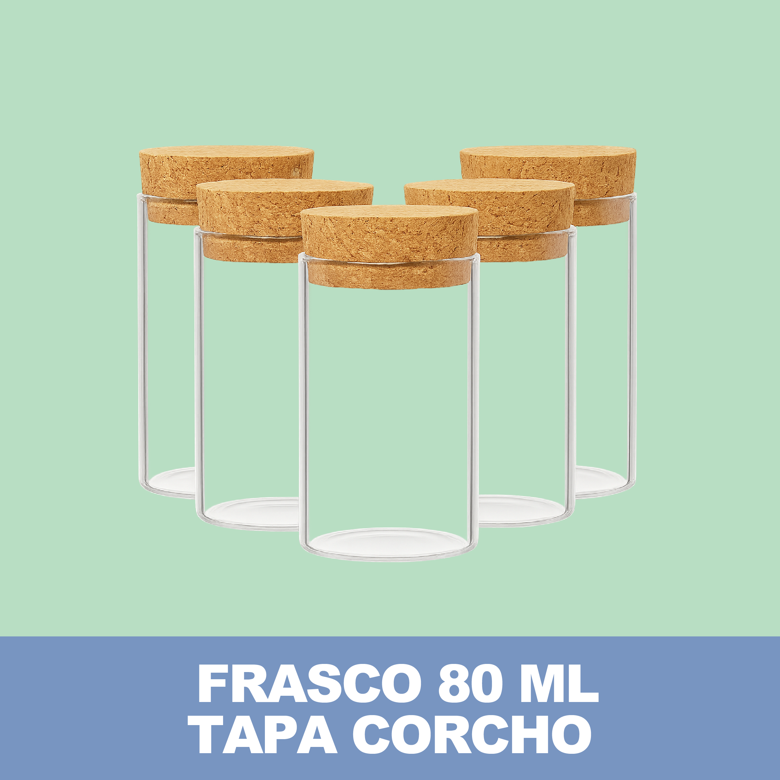 Mini Frasco Vidrio + Corcho - Transparente