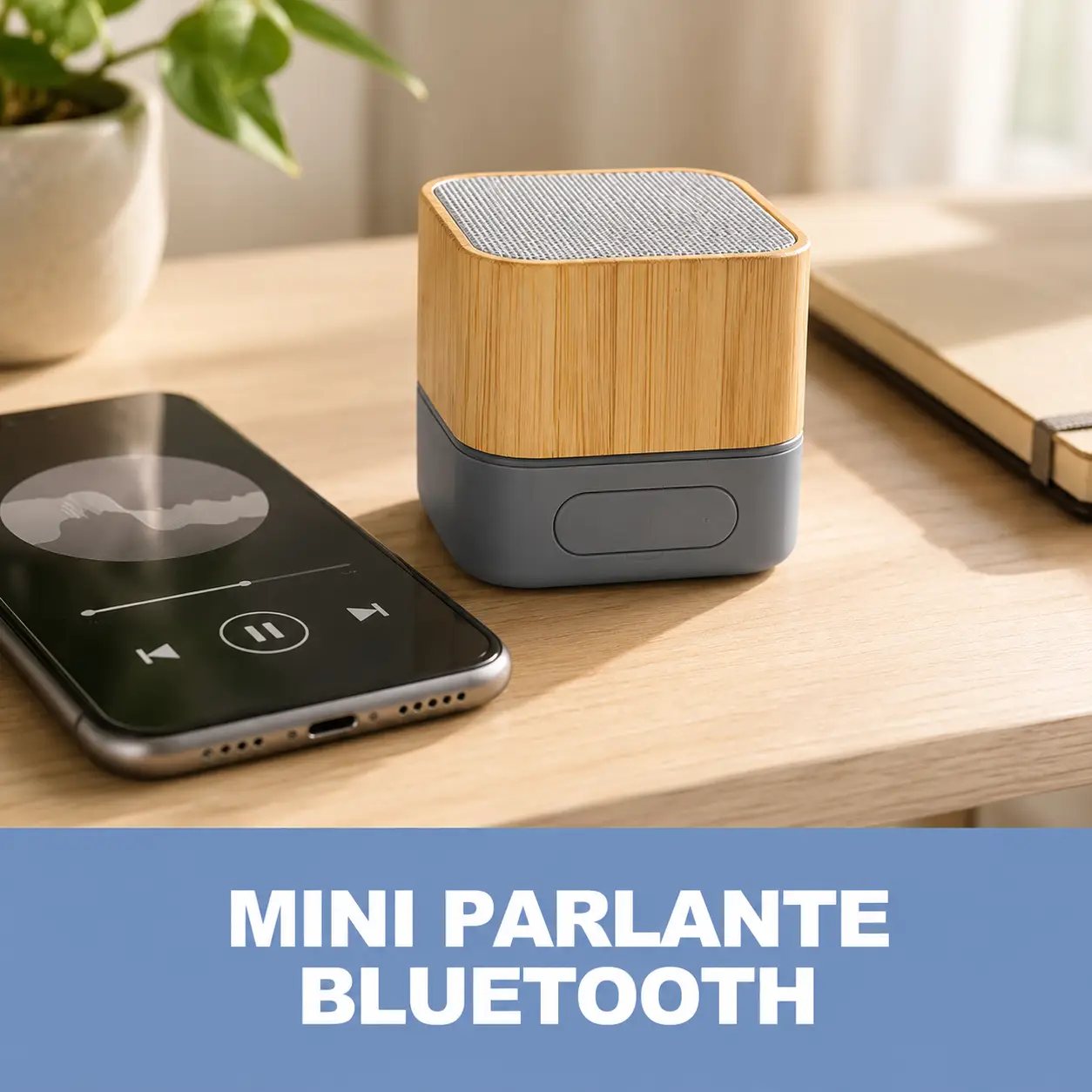 Mini Parlante Square - Bambú