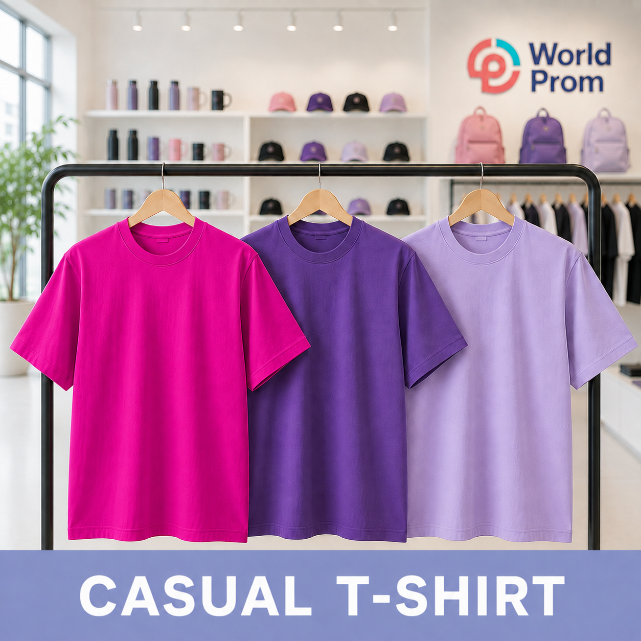 Camiseta Casual Polialgodón / Magenta - Morado - Lila