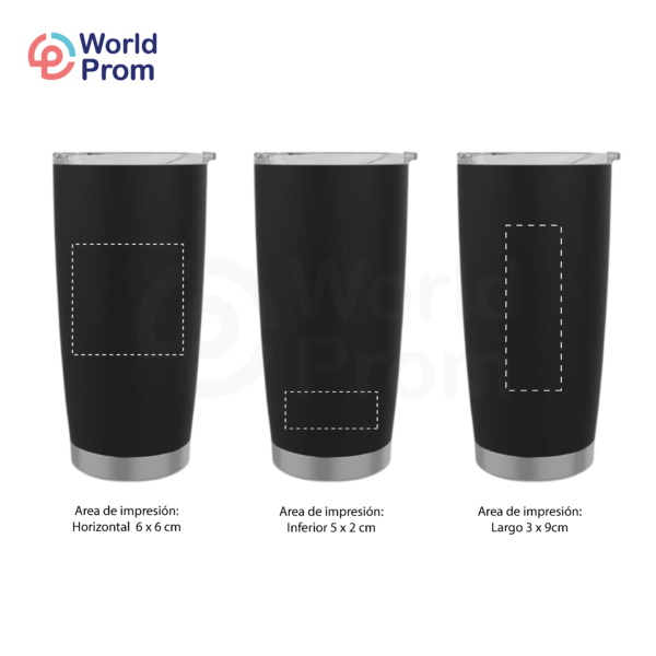 Vaso de acero inoxidable de doble pared de 20 oz Negro - Image 3