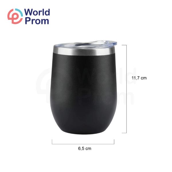 Vaso Vinero Tapa Acrílica de acero inoxidable 12 oz Negro - Image 2