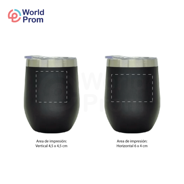 Vaso Vinero Tapa Acrílica de acero inoxidable 12 oz Negro - Image 3