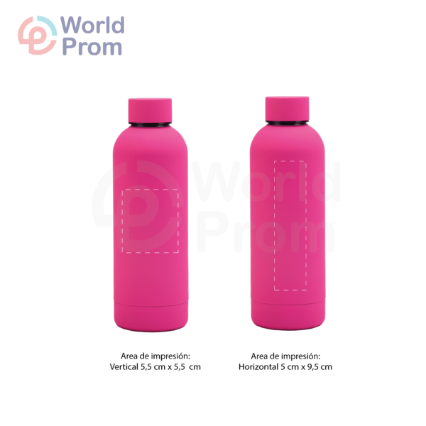 Botella de acero con revestimiento rubber 500 ml Magenta - Image 3