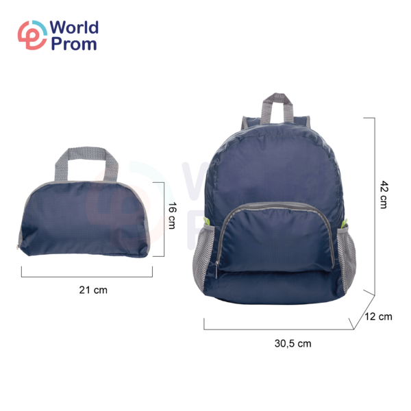 Mochila plegable e impermeable adecuada para viajes Azul - Image 2