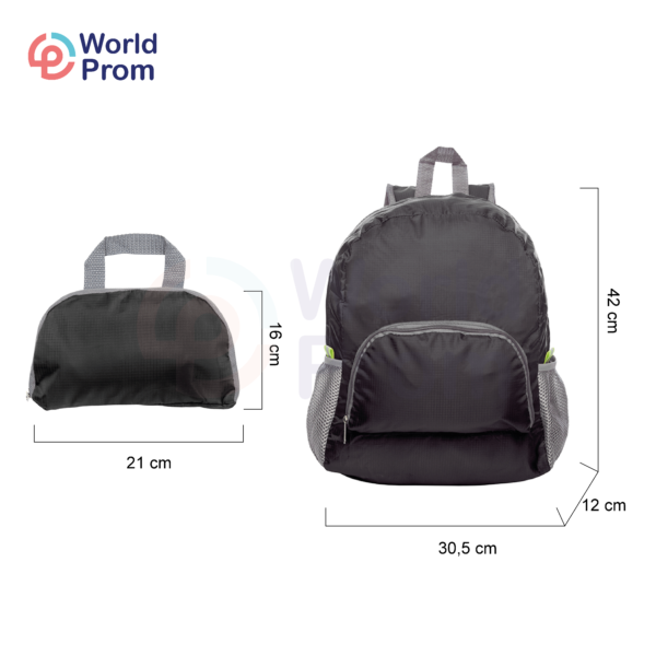 Mochila plegable e impermeable adecuada para viajes Negro - Image 2