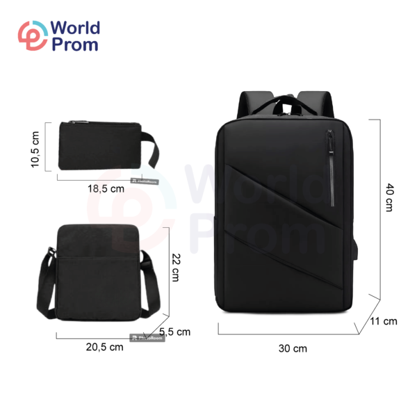 Conjunto de mochila empresarial de 3 piezas Negro - Image 2