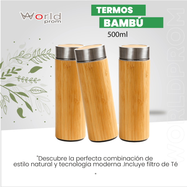 Termo de Bambú y Acero Inoxidable 500 ml - Image 2